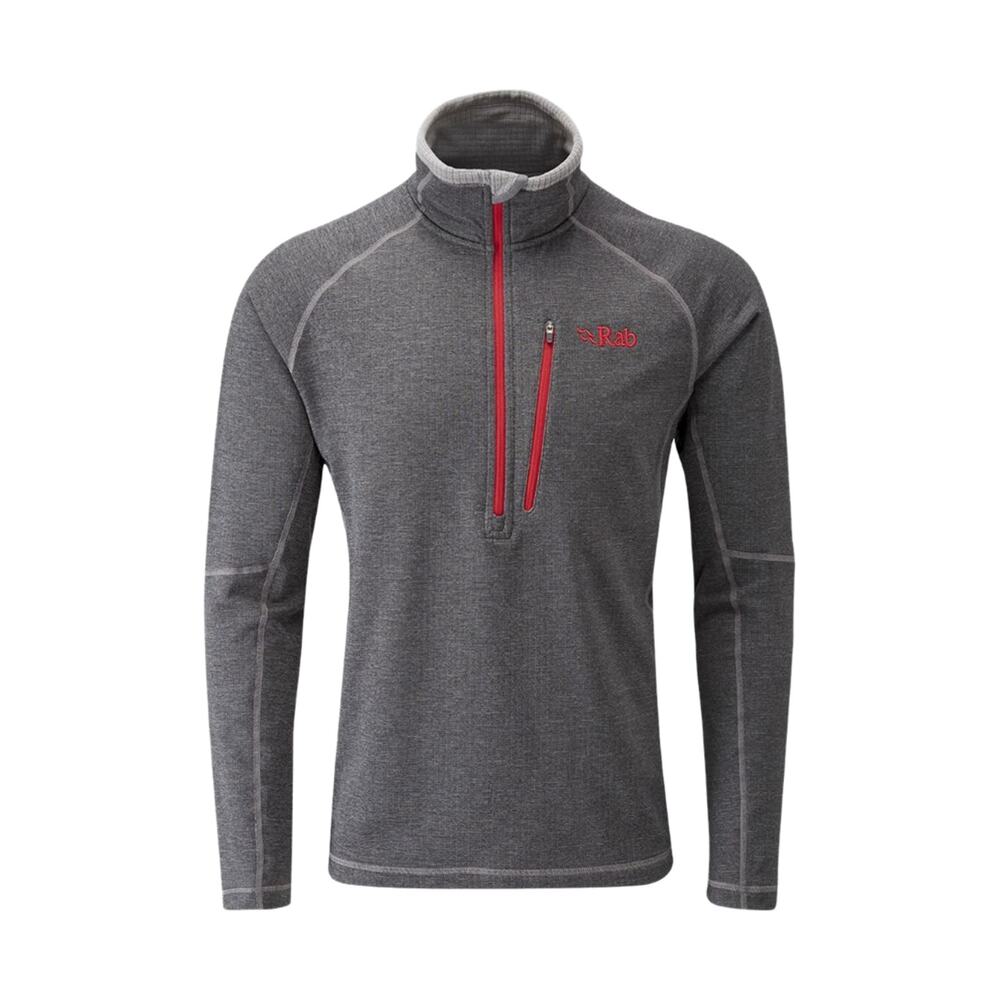 Rab Nucleus Pull-On Half Zip Fleece Jacket Grey Red Medium Men's Mock Neck EUC
